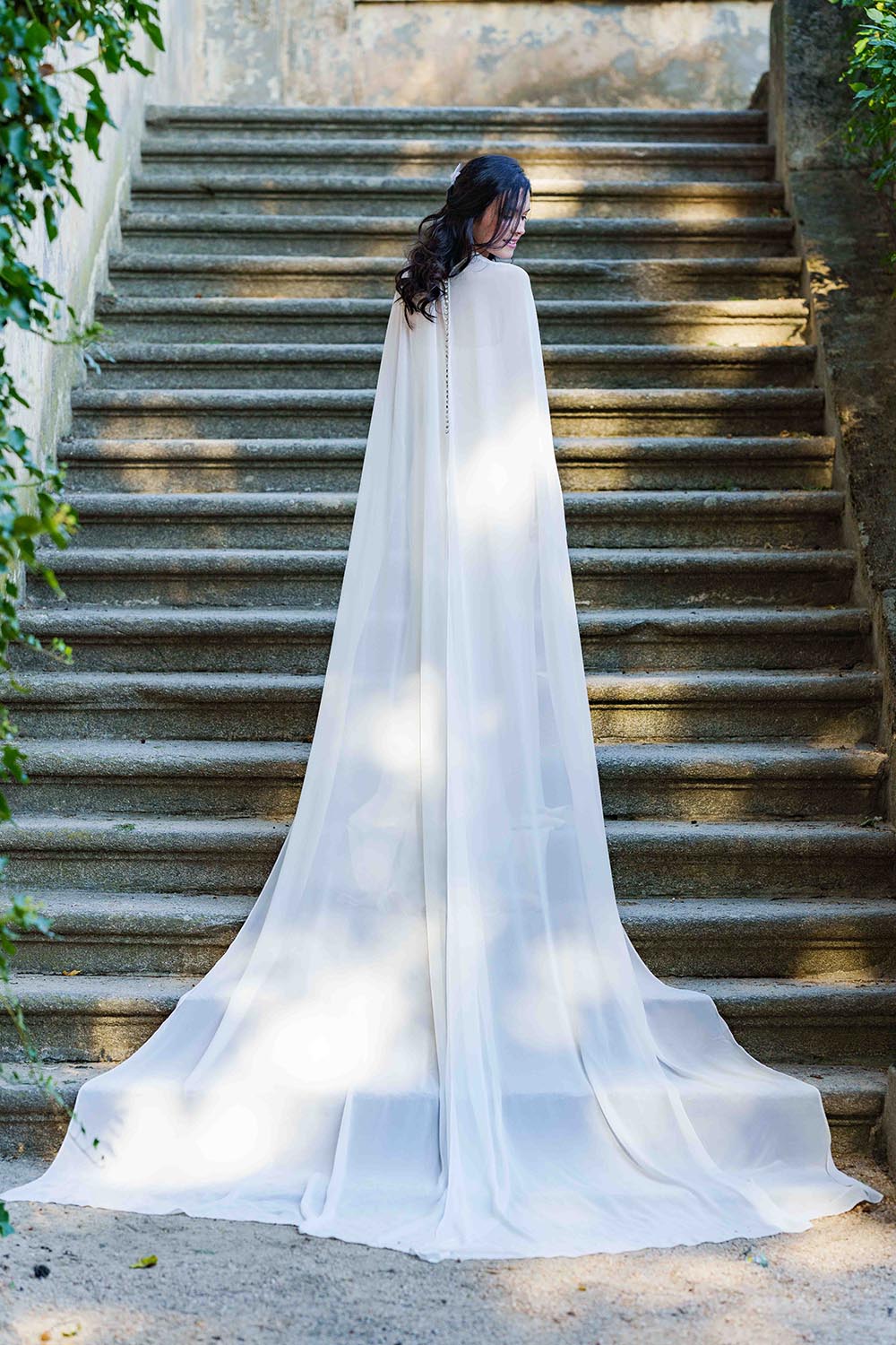 Capa de Novia Larga Semitransparente y muy elegante para la ceremonia de tu boda - Julia